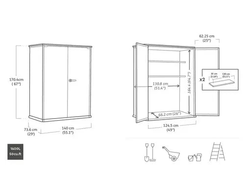 B-Ware Keter Gartenschrank Schrank Signature Ashwood Alto Kunststoff Anthrazit Braun - 7290112642790