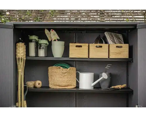 B-Ware Keter Gartenschrank Schrank Signature Ashwood Alto Kunststoff Anthrazit Braun - 7290112642790