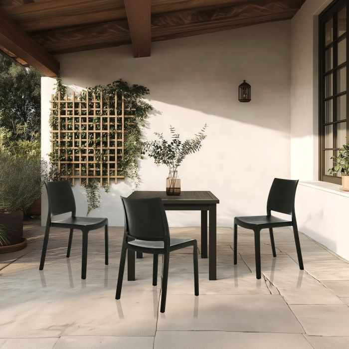 Hjh Living T37 V Outdoor Stuhl Esszimmerstuhl Gartenstuhl Stapelbar Schwarz B-Ware - 729494