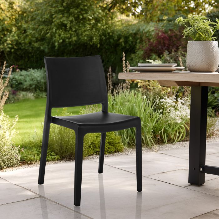 Hjh Living T37 V Outdoor Stuhl Esszimmerstuhl Gartenstuhl Stapelbar Schwarz B-Ware - 729494