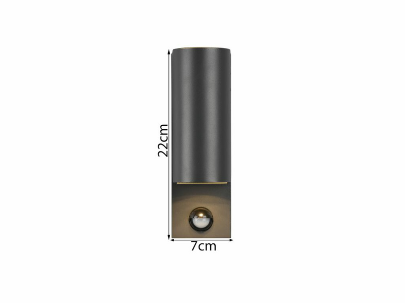 Applique murale extérieure Trio Roya 35 W, 2 lampes, détecteur de mouvement, ronde, anthracite, reconditionnée
