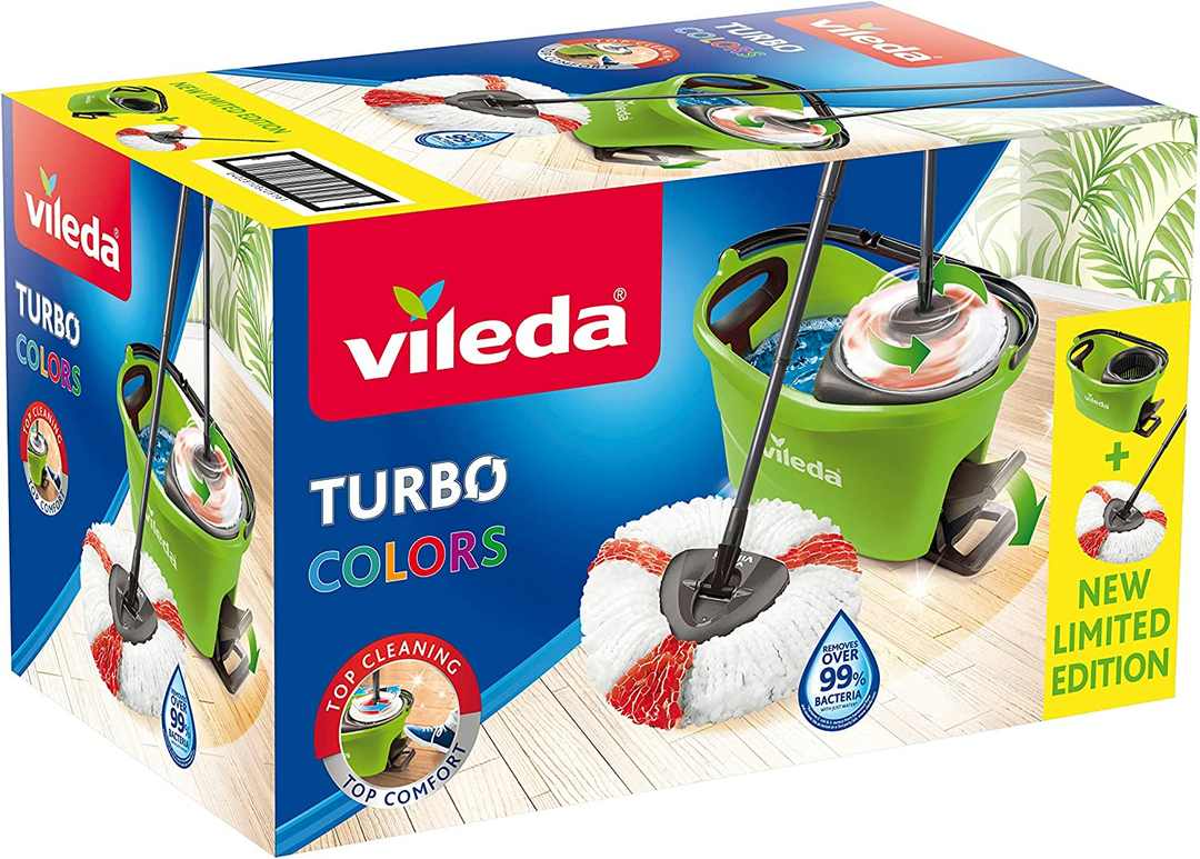 Vileda Wischmop Set Turbo Easy Wring & Clean Incl. Powerschleuder Fußpedal G812 B-Ware