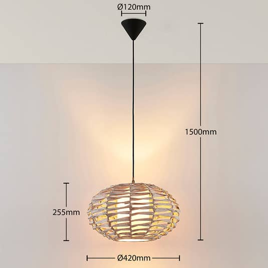 Lindby Joas - Papier-Hängeleuchte Hängeleuchte Lampe Leuchte IP20 E27 weiß lasie