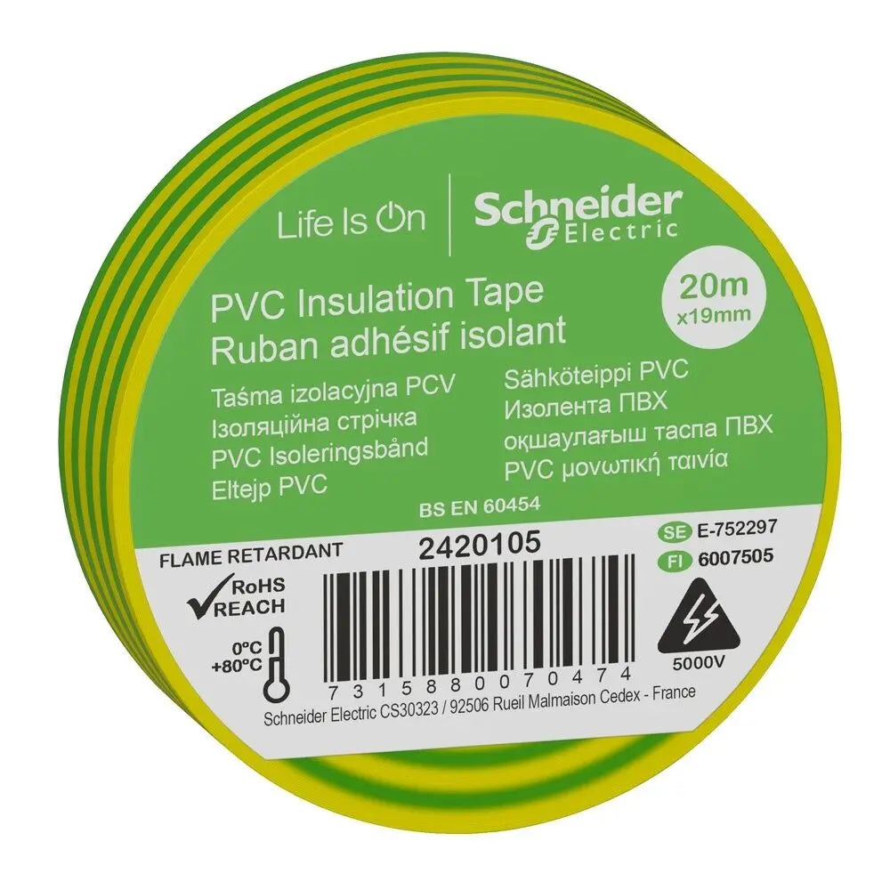 B-Ware Schneider Electric Isolierband Klebeband Pvc Grün Gelb Leitung 19mm 20m 56 Stück - 7315880070474