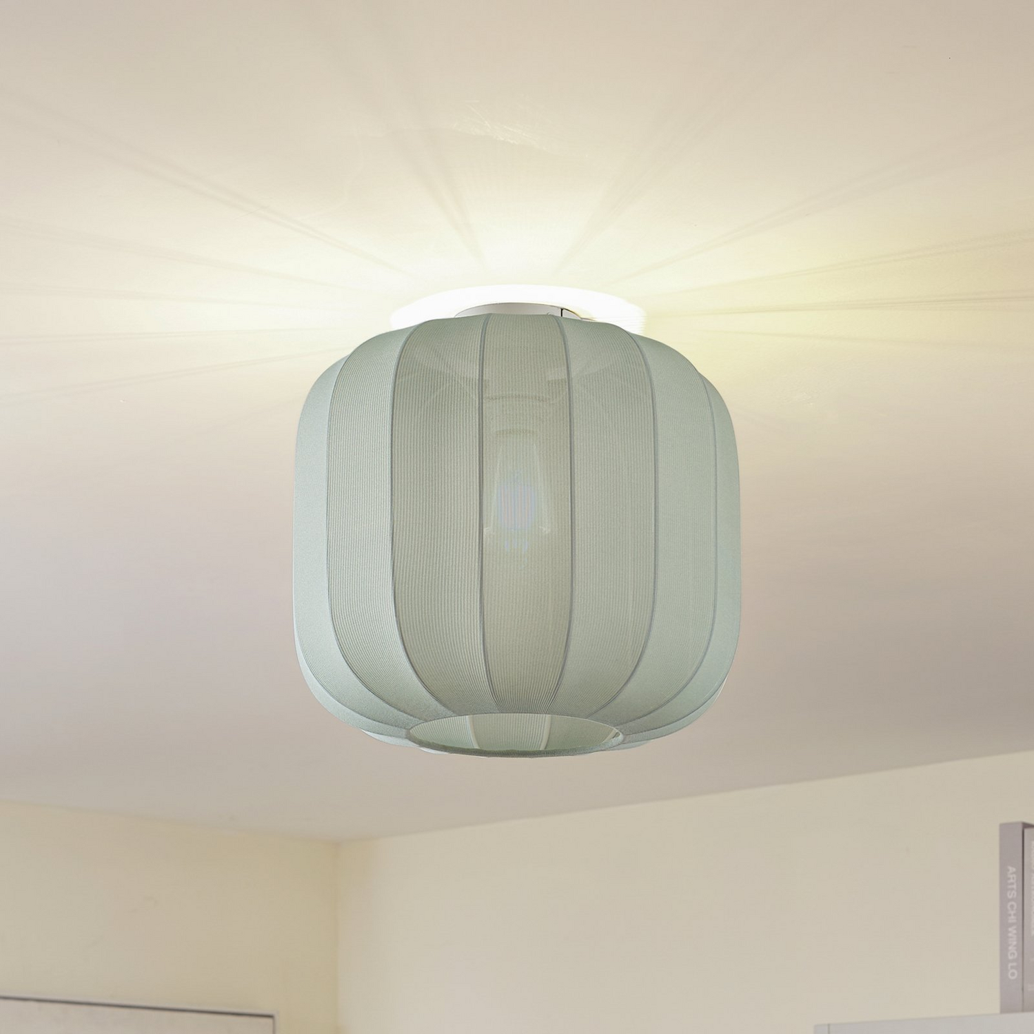 B-Ware Lindby Deckenleuchte Helin Deckenlampe Deckenlicht Lampe Led Blau Stoff ø 35 Cm