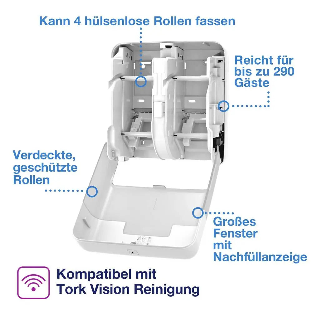 B-Ware Tork Toilettenpapierhalter Spender Toilettenpapier T7 System Weiß 4 Rollen - 7322542403679