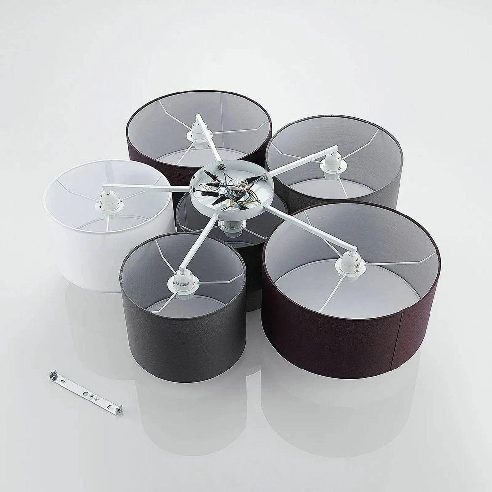 B-Ware Lindby Laurenz Deckenlampe Deckenleuchte Lampe Leuchte 6 Flammig E27 Grau Braun