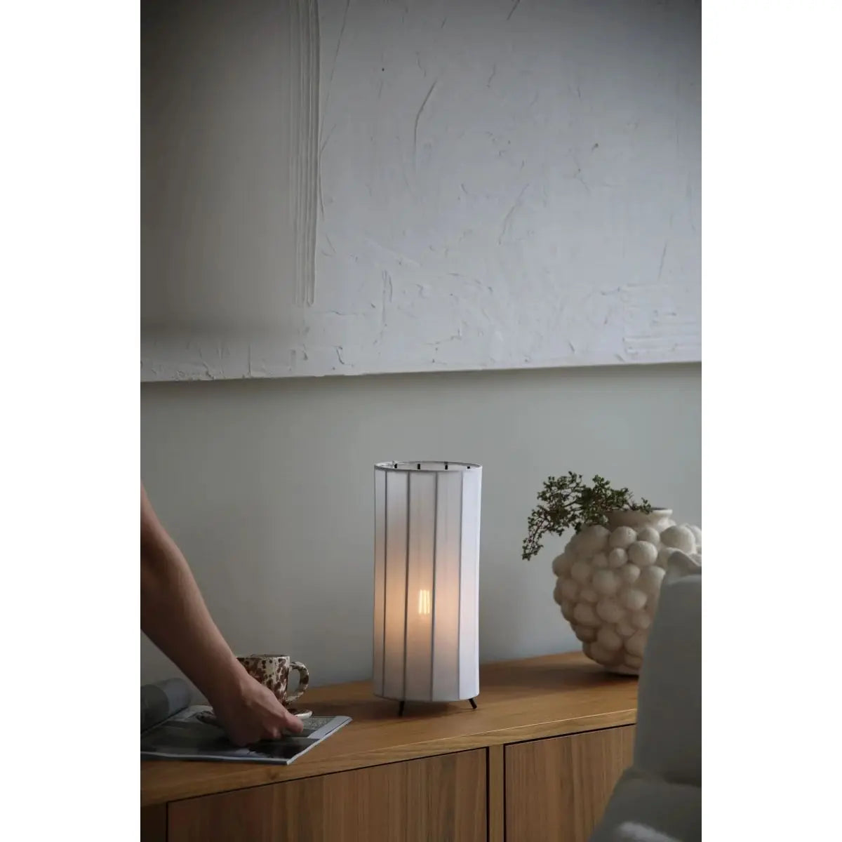 B-Ware Markslöjd Tischlampe Leuchte Hikari Tisch Lampe Stoff Metall Weiß 31,5 Cm E27 - 7330024618213