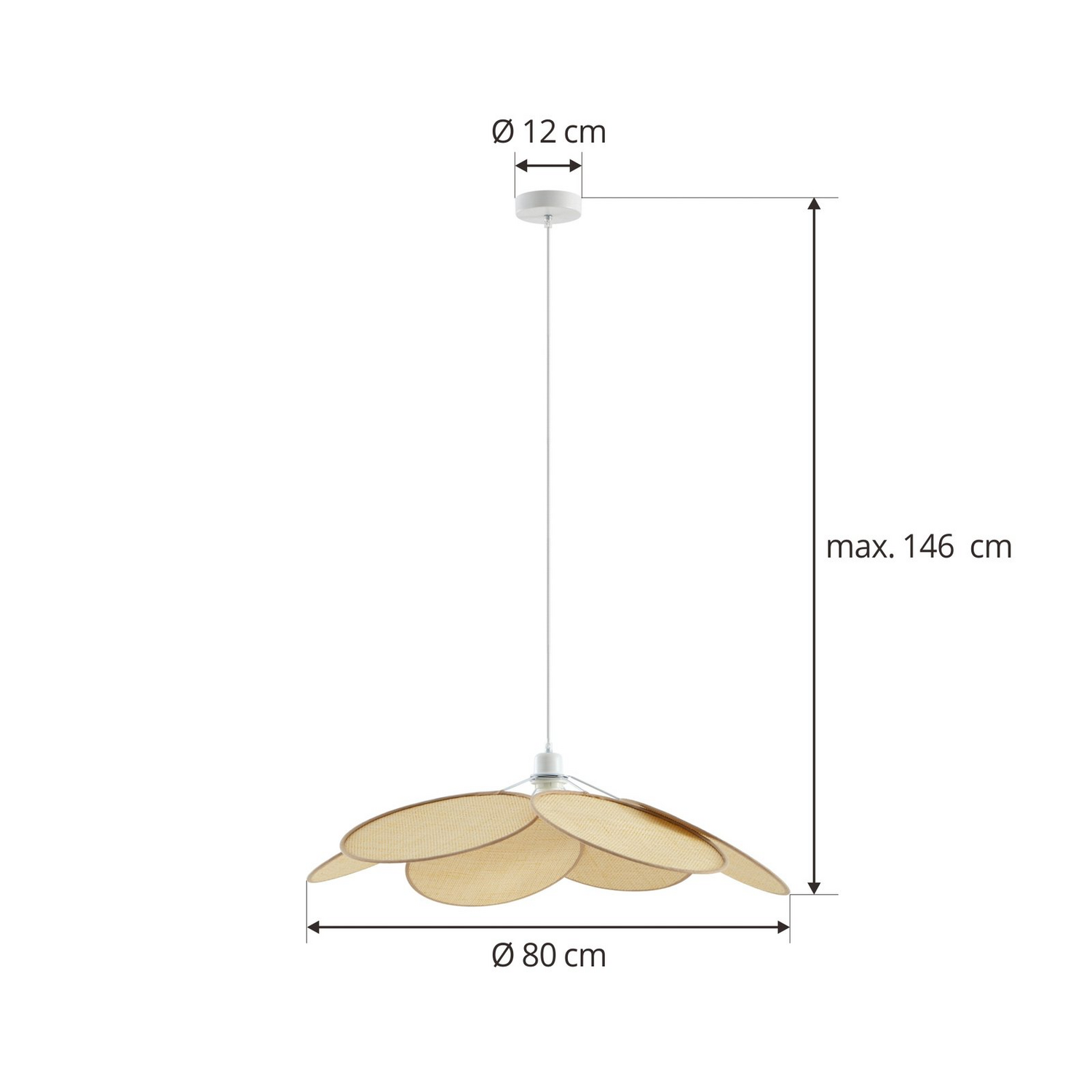 B-Ware Lindby Hängeleuchte Astraia Natur Weiß Rattan ø 80 Cm Deckenlampe Lampe Leuchte