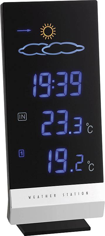 Station météo sans fil Lumax 35.1093 (Tfa, reconditionnée), prévisions pour 12 à 24 heures.