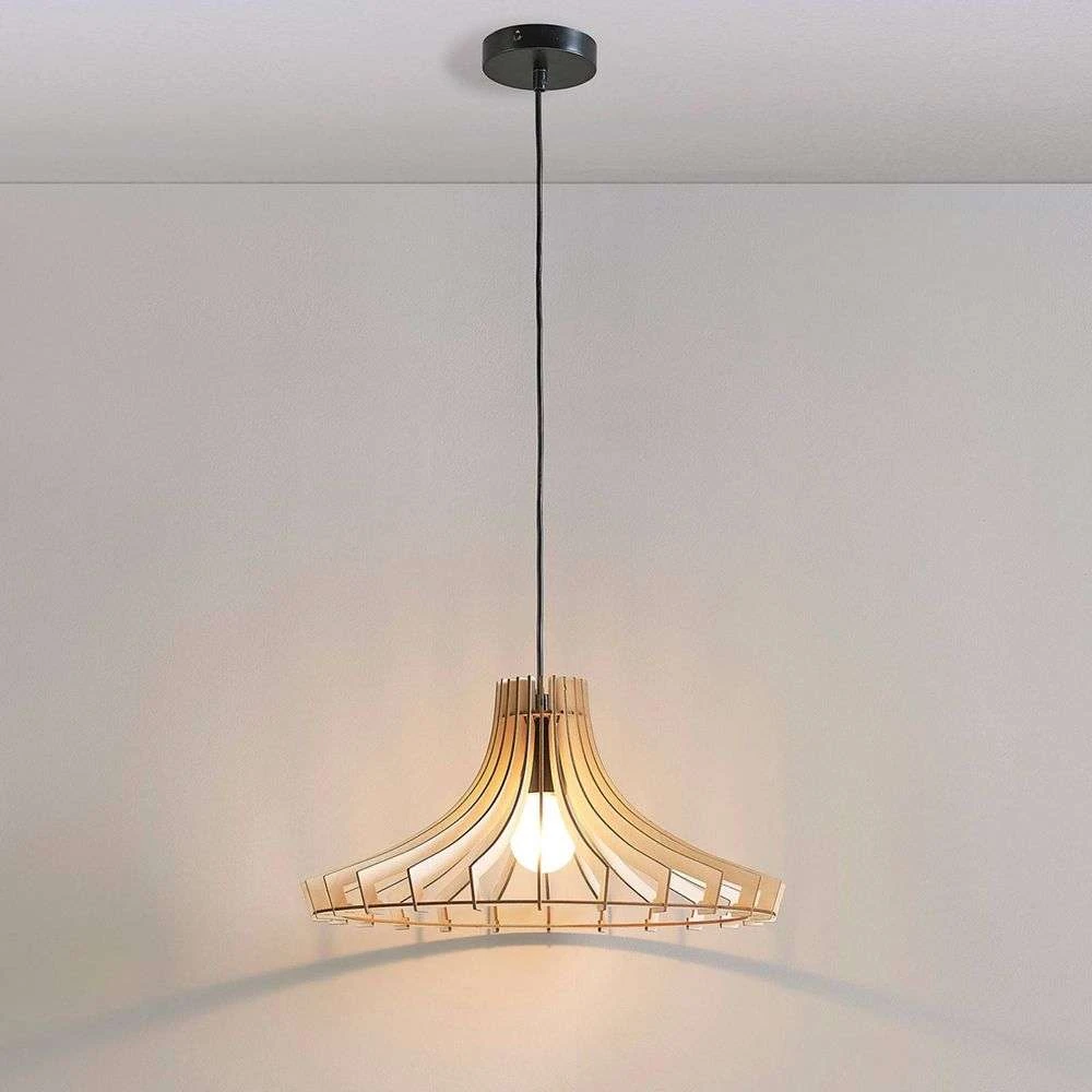 B-Ware Lindby Holz Pendelleuchte Pendellampe Lampe Leuchte Deckenlampe Bela ø 47cm E27