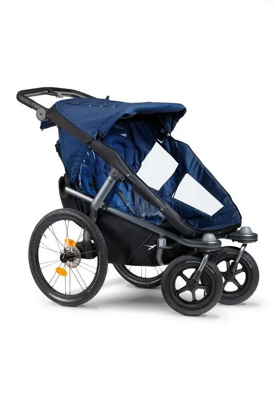 Tfk Fahrradanhänger Kinderwagen Velo 2 Kinder Transport Deichsel Marine Blau B-Ware