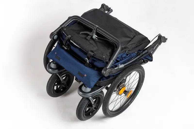 Tfk Fahrradanhänger Kinderwagen Velo 2 Kinder Transport Deichsel Marine Blau B-Ware