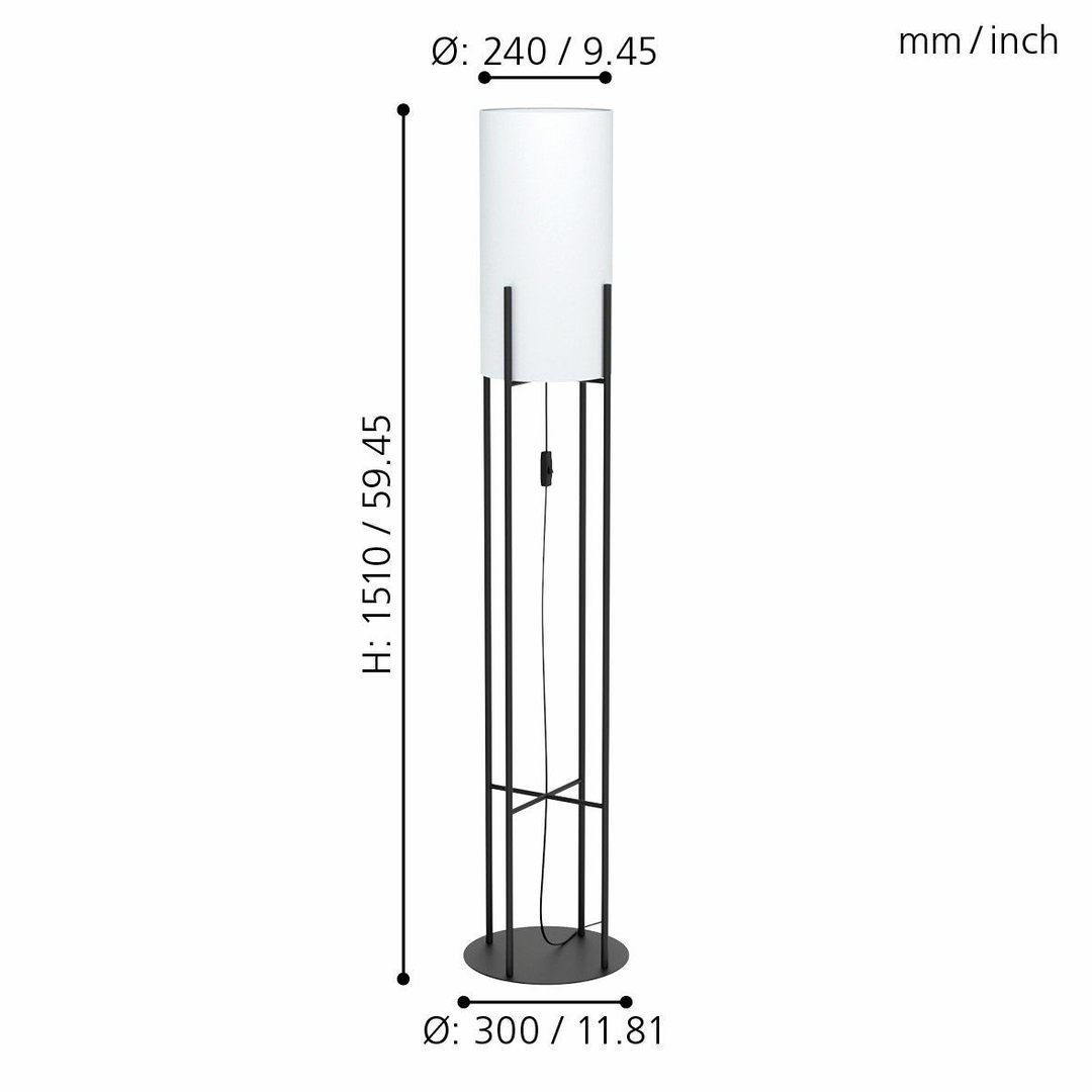 EGLO Stehlampe Glastonbury Stehleuchte Standleuchte Leselampe Deckenfluter E27