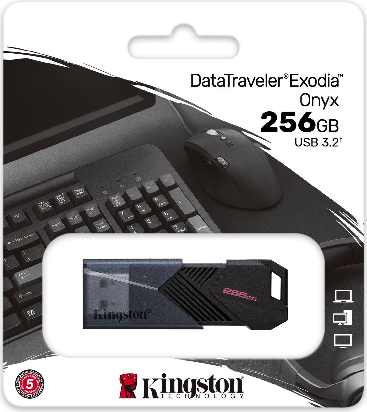 Kingston USB Stick Speicherstick DataTraveler Exodia Onyx 256GB Mattschwarz - 0740617332674