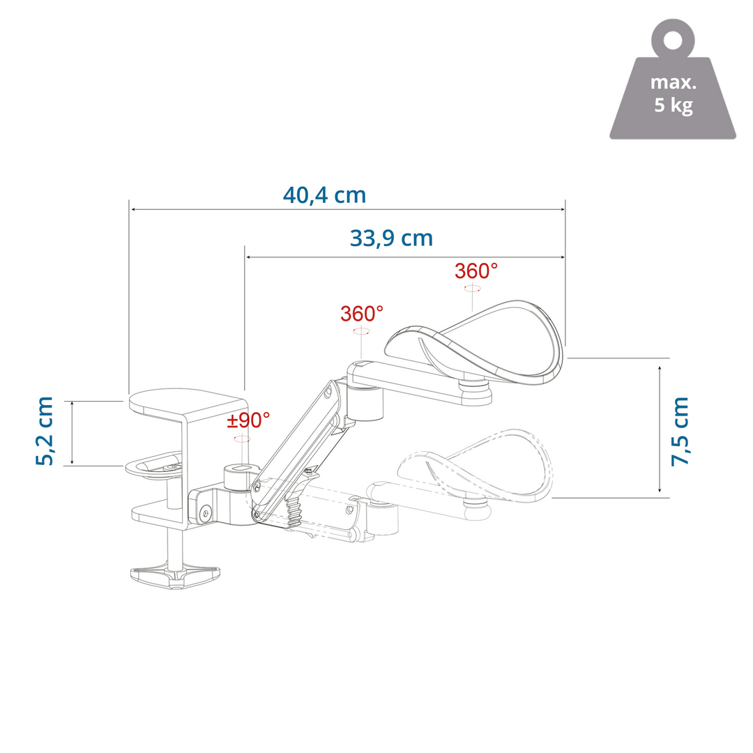 Hjh Office Relex Rt1 Handablage Armstütze Handstütze Armablage Hand Ablage Arm B-Ware