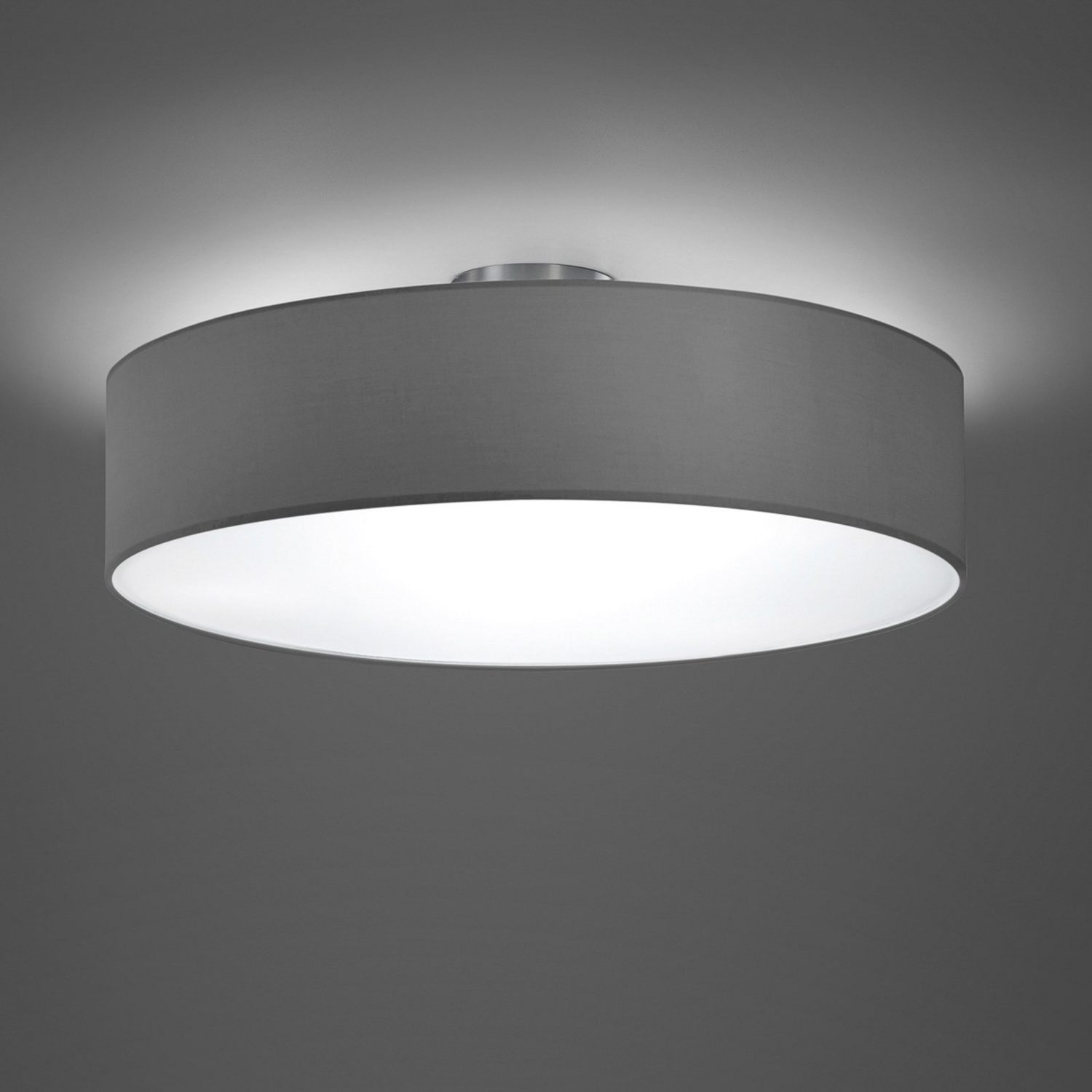 Plafonnier Trio Lighting, style hôtel, nickel gris mat, ø 50 cm, spot, produit de seconde main.