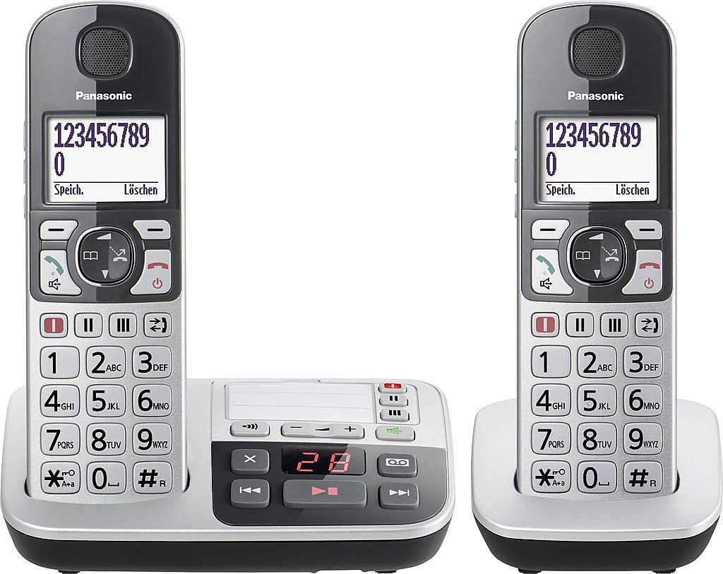 Panasonic KX-TGE522GS Schnurloses Seniorentelefon Anrufbeantworter Silberschwarz