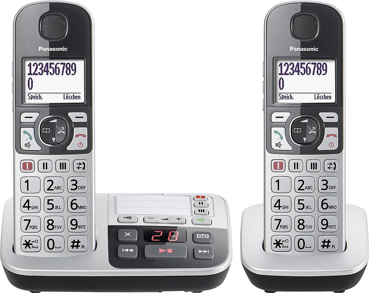 Panasonic KX-TGE522GS Schnurloses Seniorentelefon Anrufbeantworter Silberschwarz