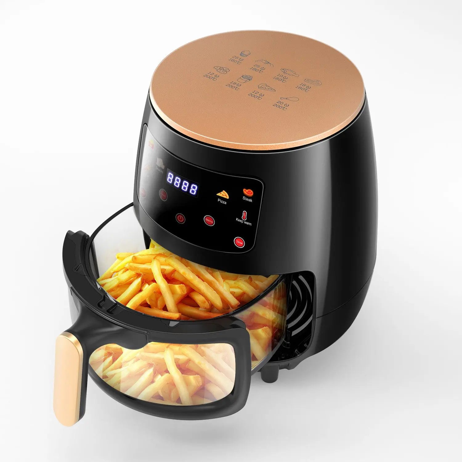 B-Ware Oyajia Fritteuse Heißluftofen Airfryer Schwarz 6 L Glasfrittierkorb Siehe Text - 745166470907