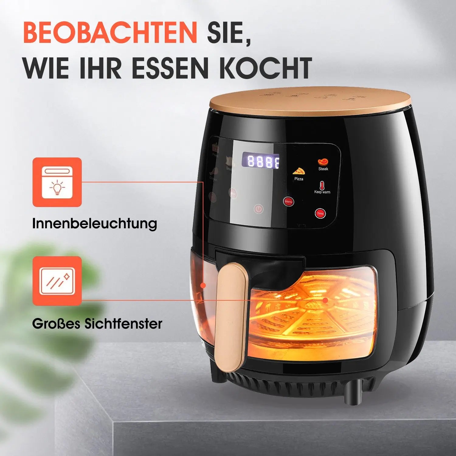 B-Ware Oyajia Fritteuse Heißluftofen Airfryer Schwarz 6 L Glasfrittierkorb Siehe Text - 745166470907