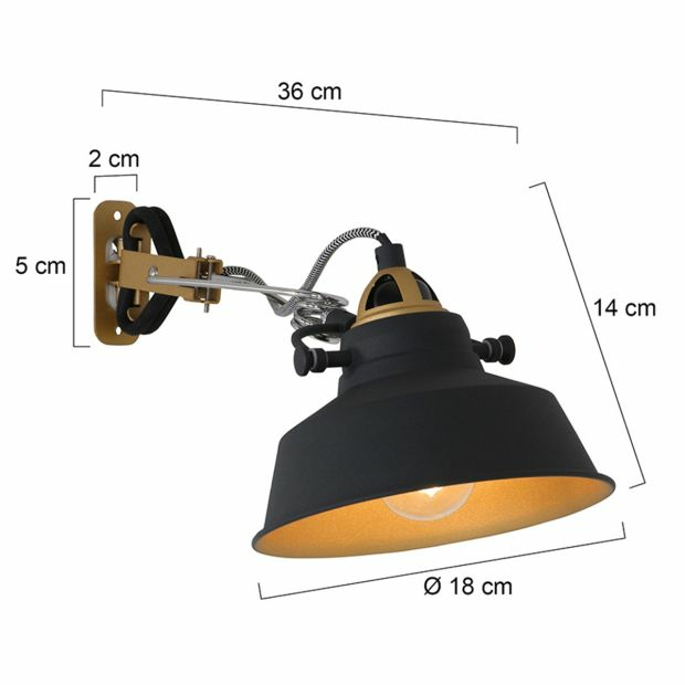Mexlite Wandleuchte Nové 1320 Zw Wandstrahler Lampe Wand Lampe E27 Led Schwarz B-Ware