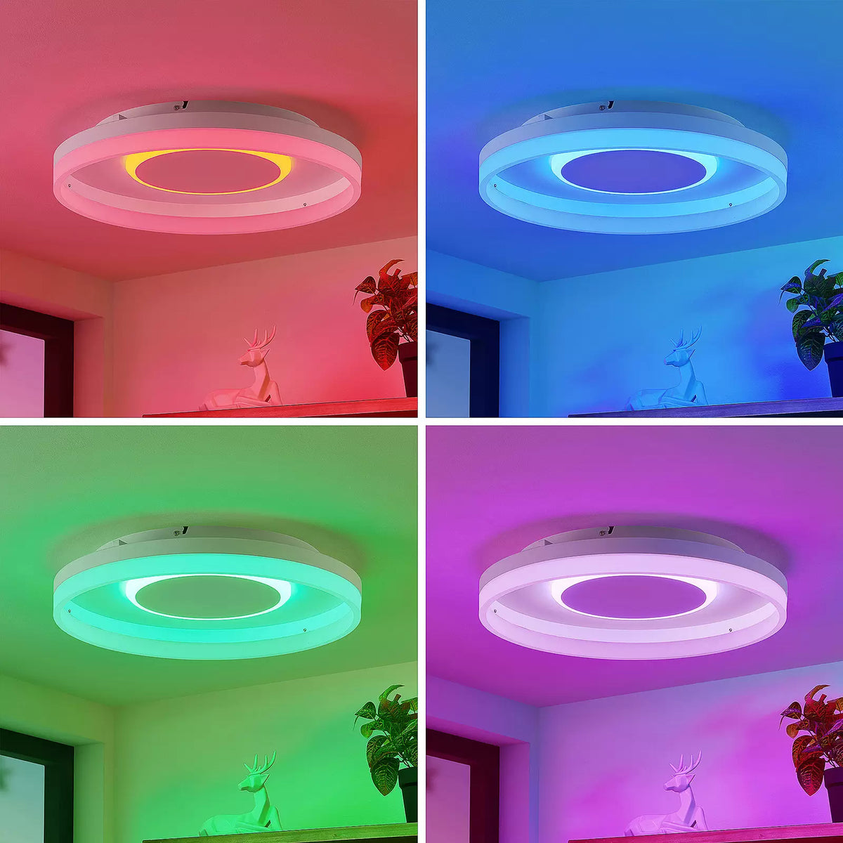 Lindby Deckenleuchte Deckenlampe LED Felisha RGBW Fernbedienung sandweiß Wohn657 - 4251911743111