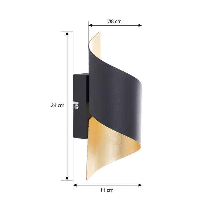 Lindby Metall-LED-Wandleuchte Wandleuchte Lampe Leuchte Desirio schwarz-gold