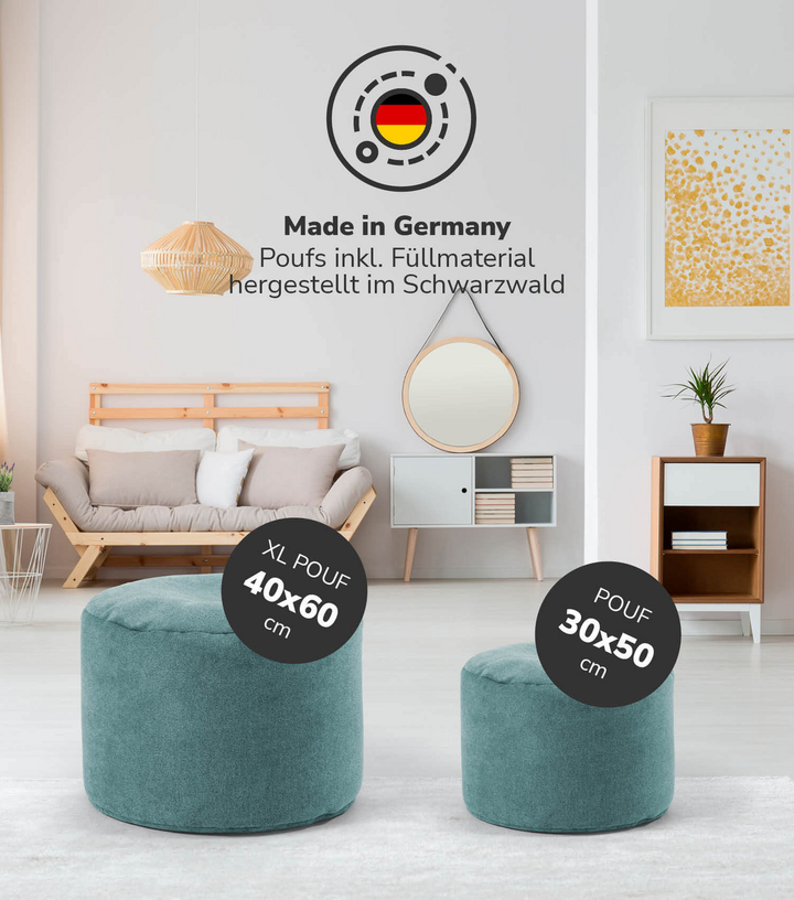 mokebo Pouf, Hocker o. Bodenkissen 60x40cm 'Der Ruhepouf' Sitzhocker rund & Fußh