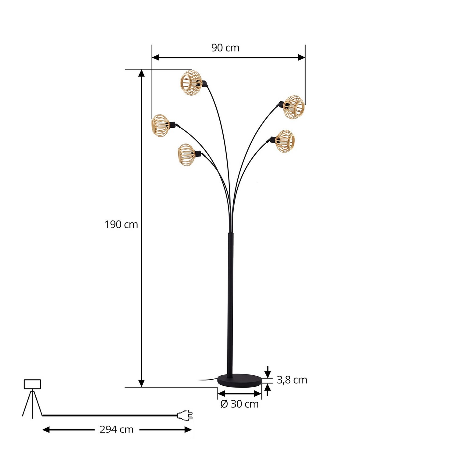B-Ware Lindby Stehleuchte Lielle Bambus Natur 190 Cm Stehlampe Lampe Leuchte Spot Li854