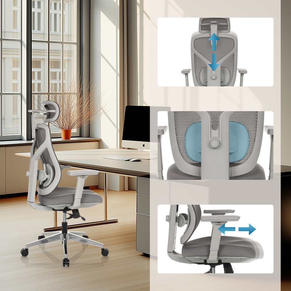 B-Ware Hjh Office Bürostuhl Chefsessel Cassilis W Netzstoff Grau Drehstuhl Polyester54 - 4064323039037