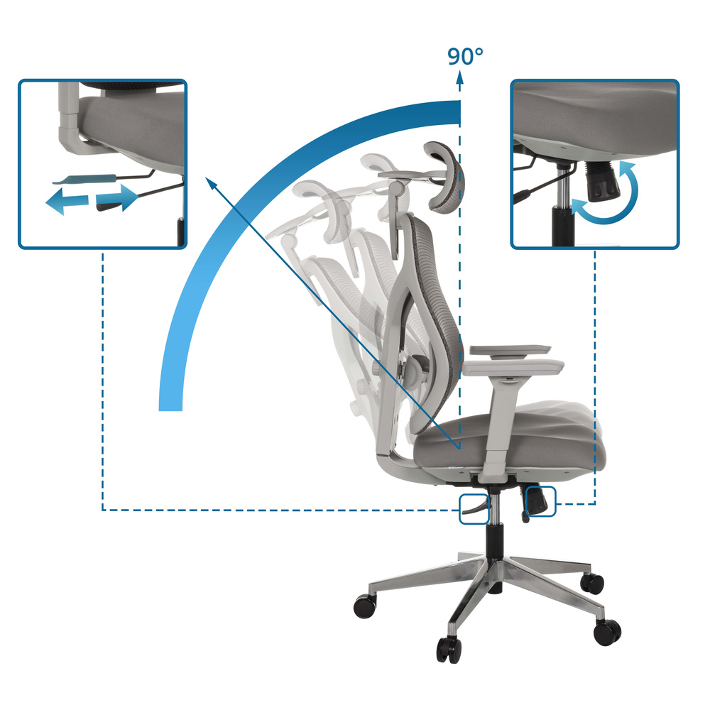 B-Ware Hjh Office Bürostuhl Chefsessel Cassilis W Netzstoff Grau Drehstuhl Polyester54 - 4064323039037