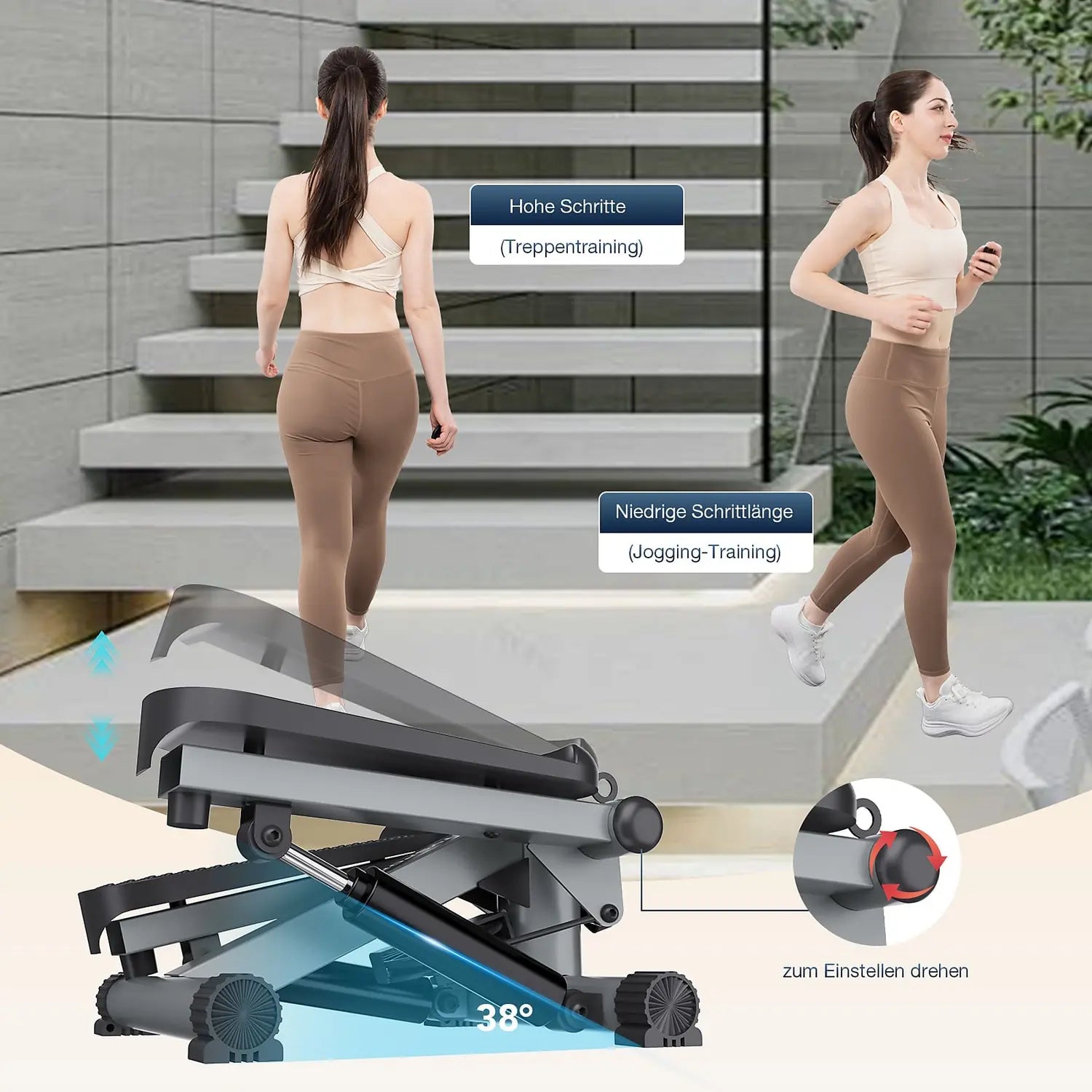 B-Ware Citysports Stepper Fitnessgerät Mini 2in1 Heimtrainer Lcd Display Schwarz Grau - 7542328409712