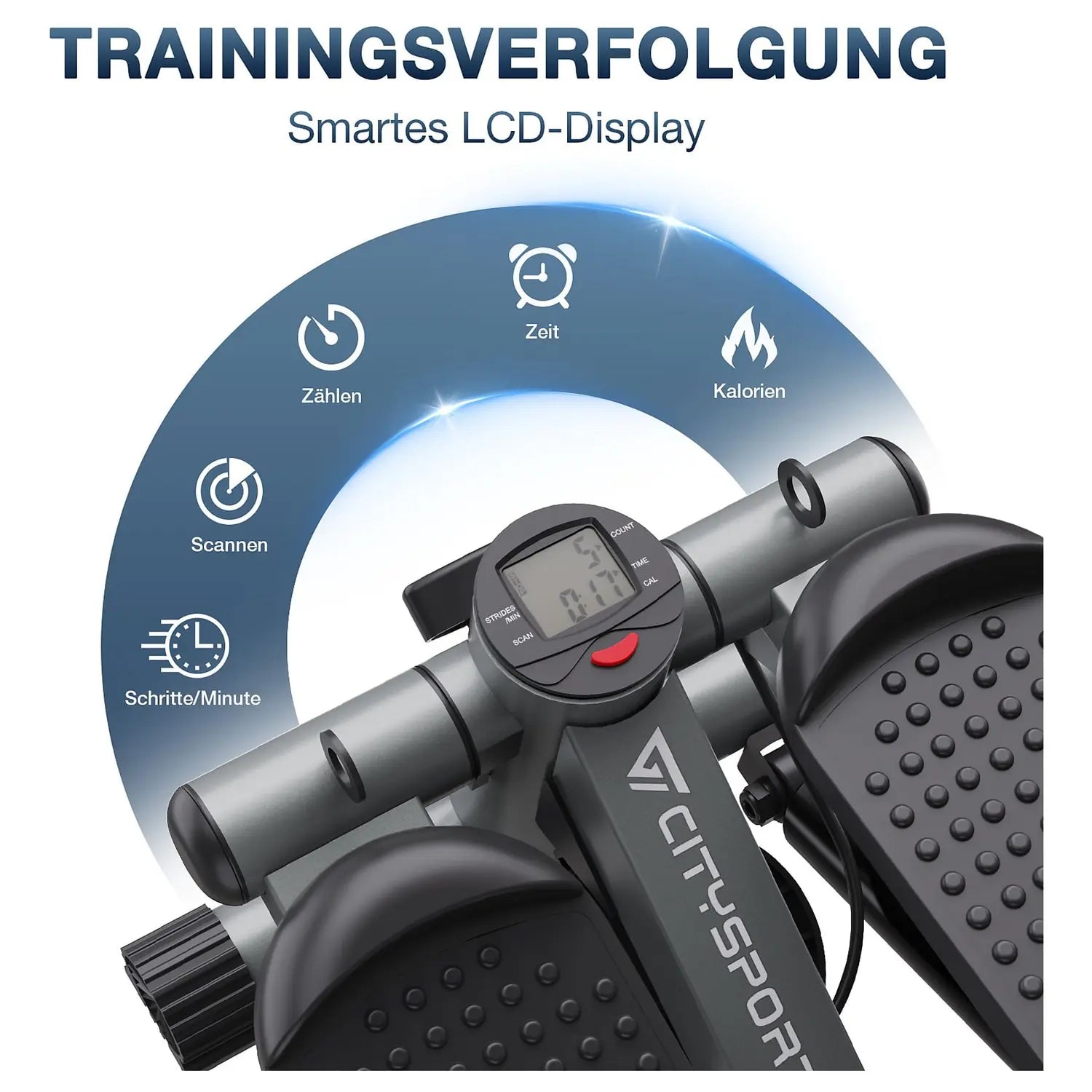 B-Ware Citysports Stepper Fitnessgerät Mini 2in1 Heimtrainer Lcd Display Schwarz Grau - 7542328409712