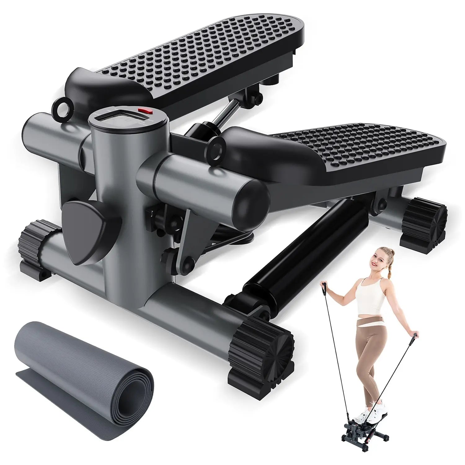 B-Ware Citysports Stepper Fitnessgerät Mini 2in1 Heimtrainer Lcd Display Schwarz Grau - 7542328409712