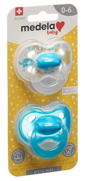 B-Ware Medela Baby Schnuller Nuggi Original Blau 0   6 Monate Babynuckel 2er Set