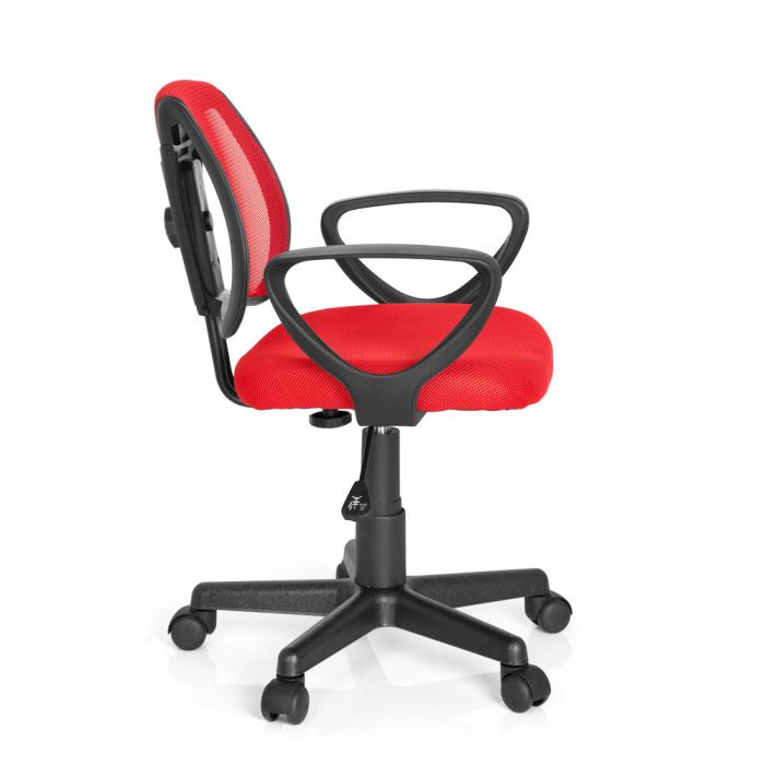 hjh OFFICE Kinderdrehstuhl KIDDY CD Stoff Netzstoff Armlehnen Rot Kinderstuhl - 4251084653521