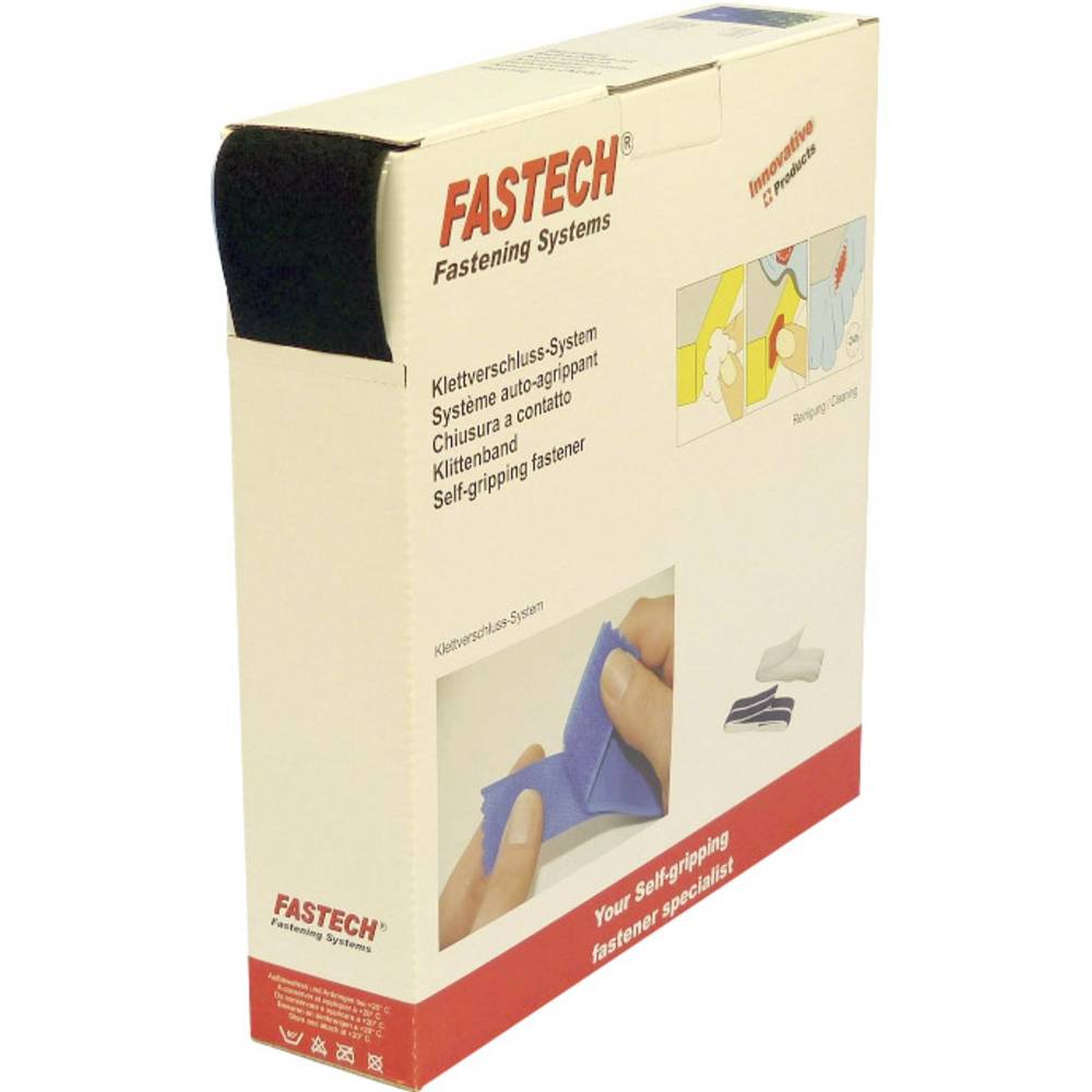FASTECH Klettband Klettverschluss Flauschteil zum Aufkleben Schwarz 25 m Box - 7640108886415