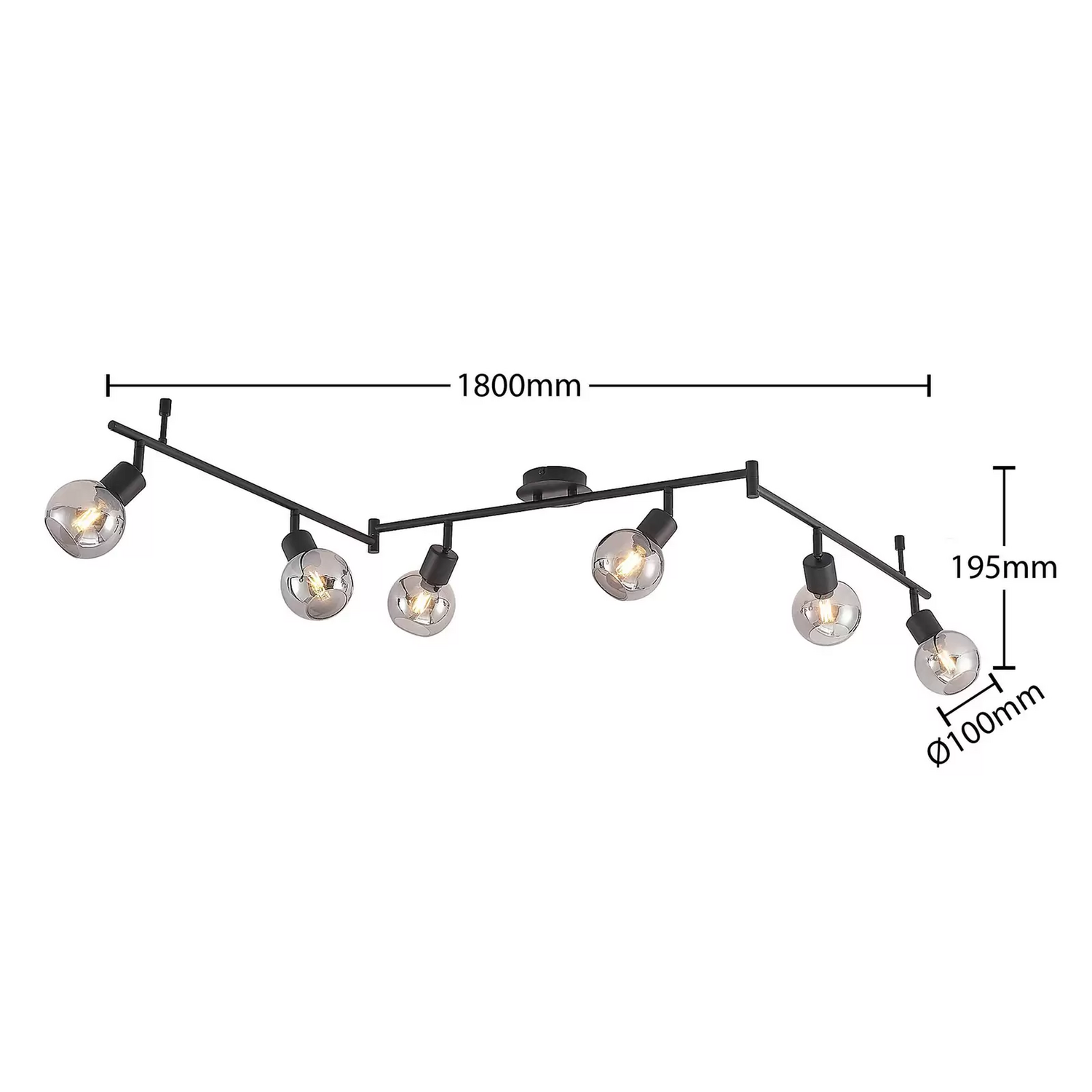 Spot de plafond Lindby Eridia de qualité B, plafonnier, lampe de plafond, lampe noire