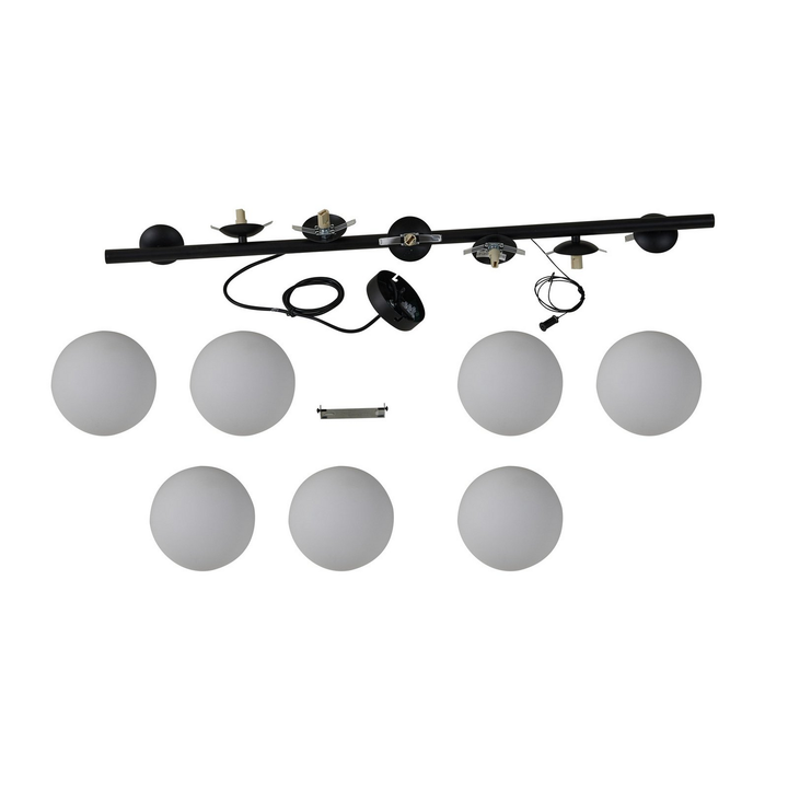Lucande Hängeleuchte Isandro Hängelampe Leuchte Lampe Schwarz / Opal 7 Flammig B-Ware