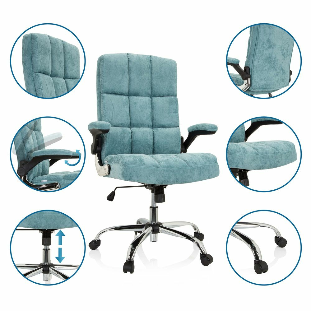 Schreibtisch Bürostuhl Chefsessel Relax Wd 100 Drehstuhl Sessel Stoff Blau/Mint B-Ware