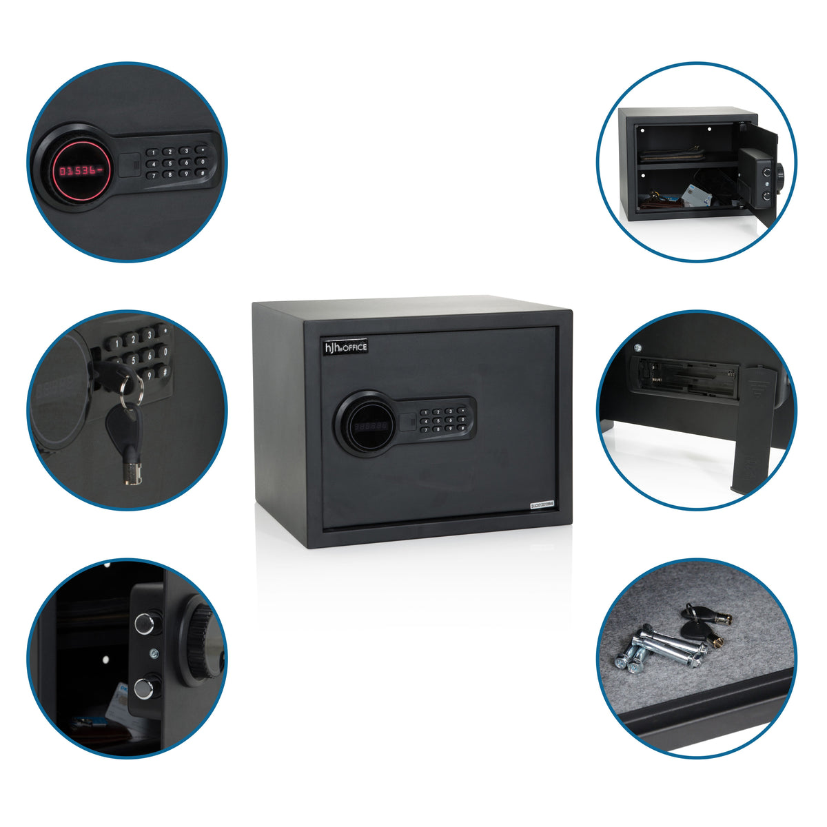 hjh OFFICE Safe Tresor SAFE COMPACT elektronisch Geldsafe LCD Display schwarz - 4064323013006