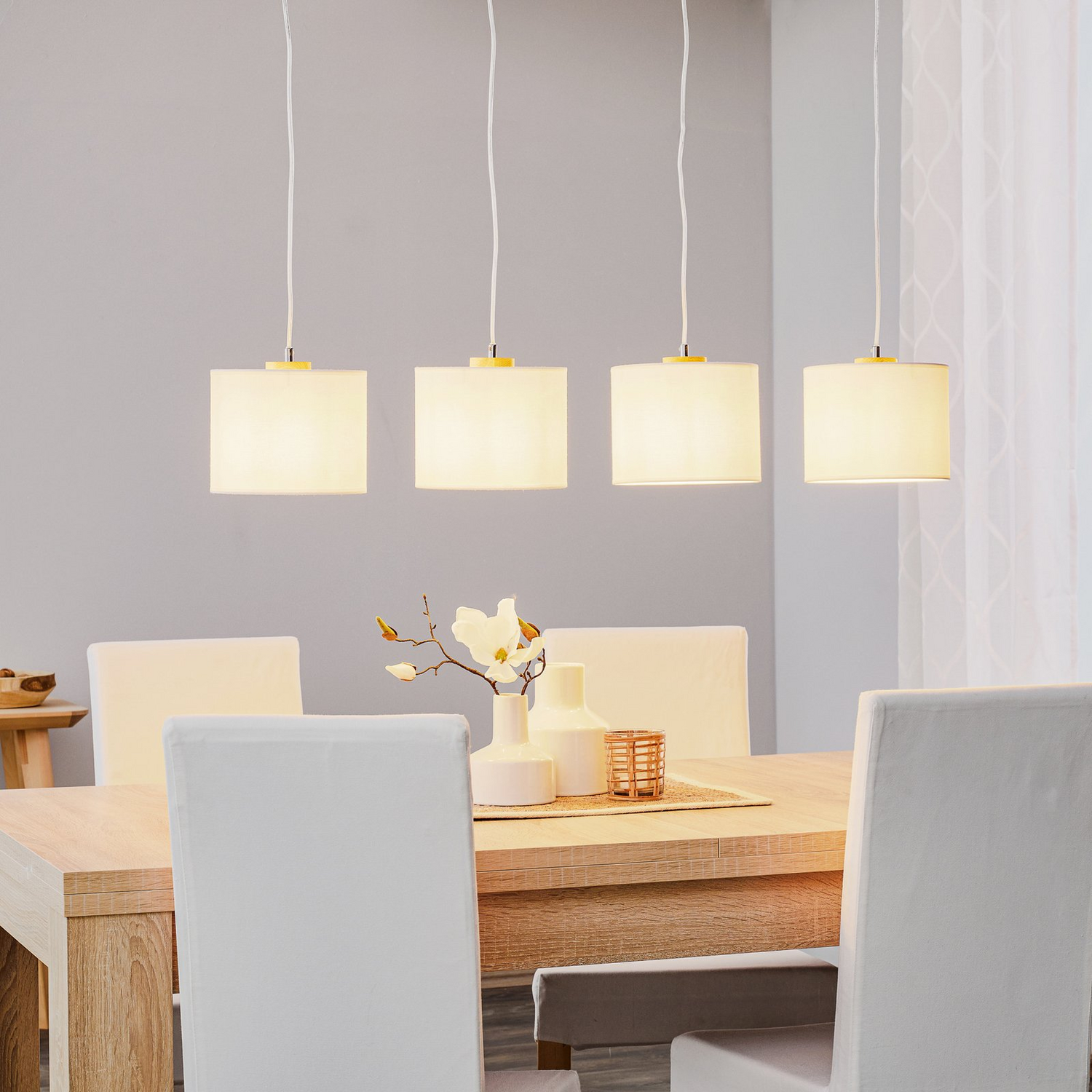Euluna Hängeleuchte Hängeleuchte Lampe Leuchte Decke Corralee Weiß Vierflammi509 B-Ware - 5903839982705
