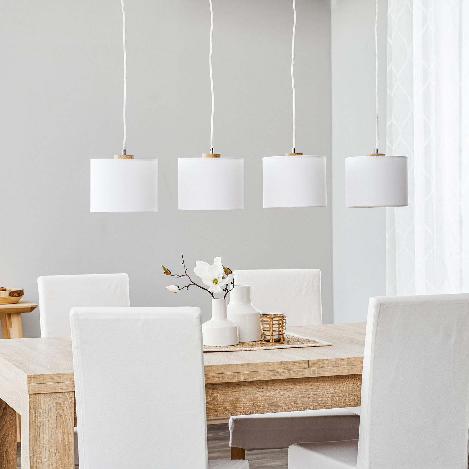 Euluna Hängeleuchte Hängeleuchte Lampe Leuchte Decke Corralee Weiß Vierflammi509 B-Ware - 5903839982705