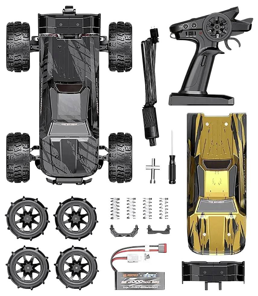 Voiture miniature radiocommandée Mjx Hyper Go Black Gold Brushless 1:14, modèle Truggy électrique (occasion).