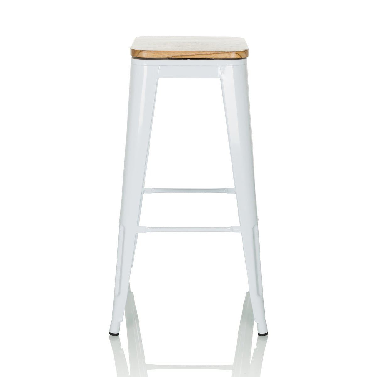 hjh OFFICE VANTAGGIO HIGH WS metallic weiß Sitz Echtholz drehbar Barhocker - 4064323037637
