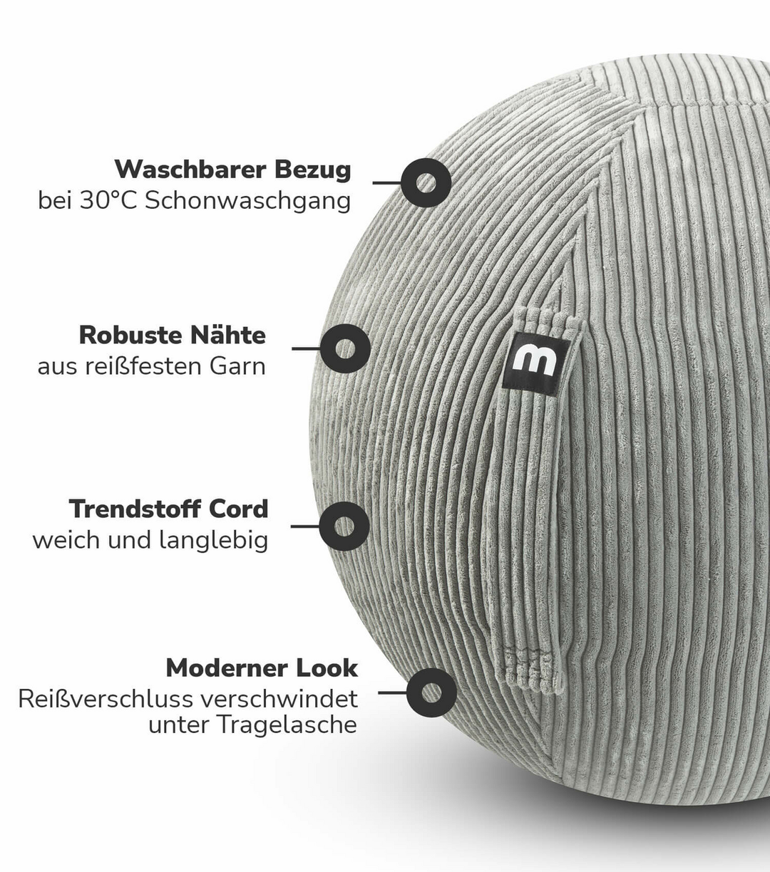 mokebo Stoff Sitzball Büro ergonomisch 'Der Sportliche', Sitzball mit Pumpe oder