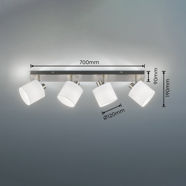 Reality Leuchten Deckenstrahler Tommy nickel weiß Länge 70 cm Deckenlampe Lampe
