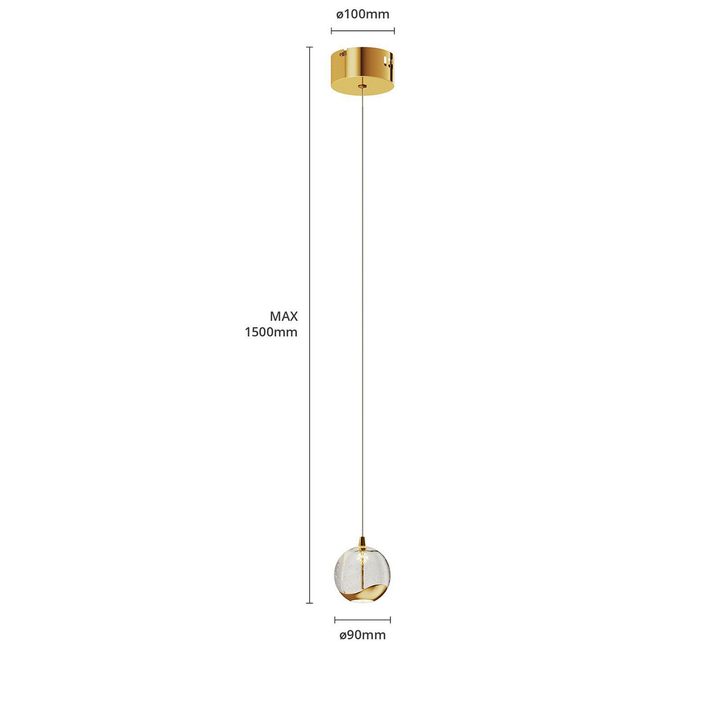 Lucande LED-Pendelleuchte Hayley Pendelleuchte Lampe Leuchte Glaskugel 1-fl gold