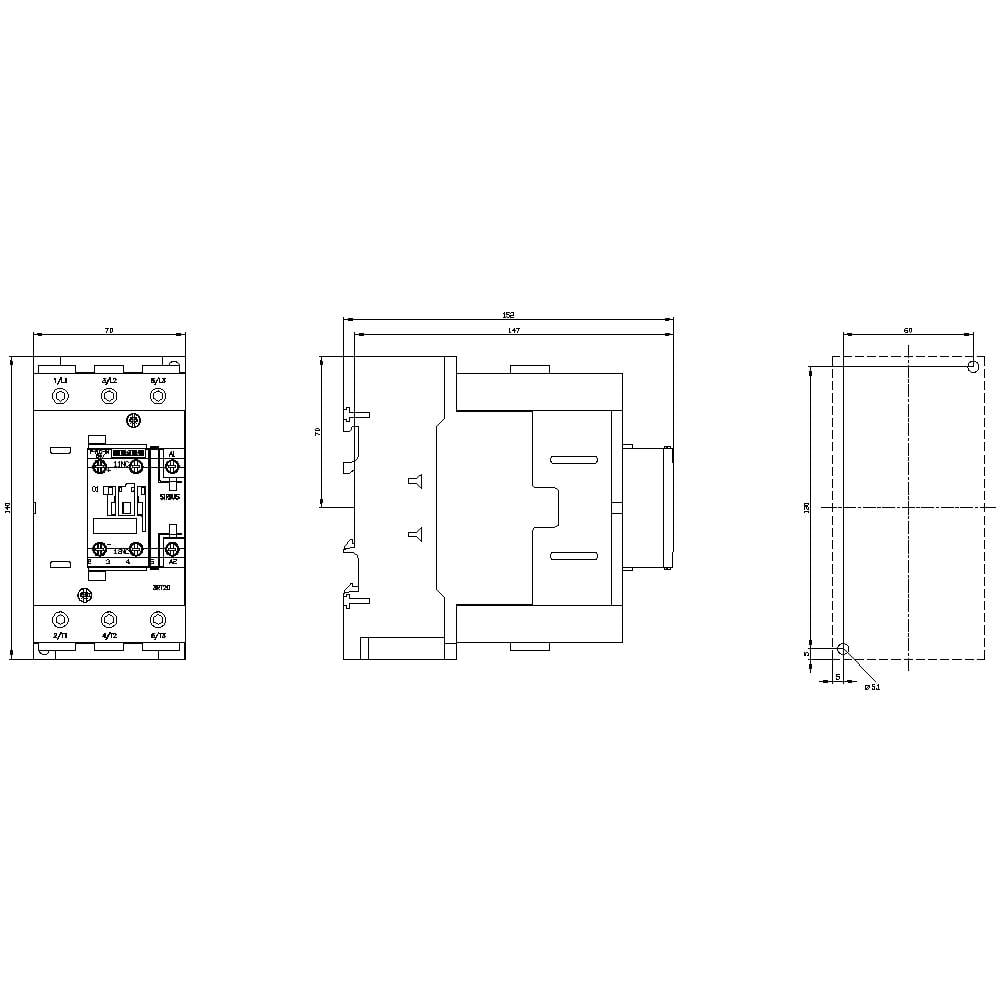 B-Ware Siemens 3 Rt2046 1 Sp30 Leistungsschütz Schütz Ac 3e 95 A/400 V 3 Polig Ac/Dc 175 28